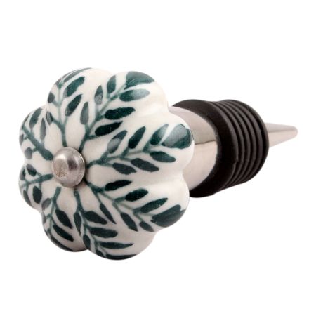 Green Leaf Medium Ceramic Wine Stopper